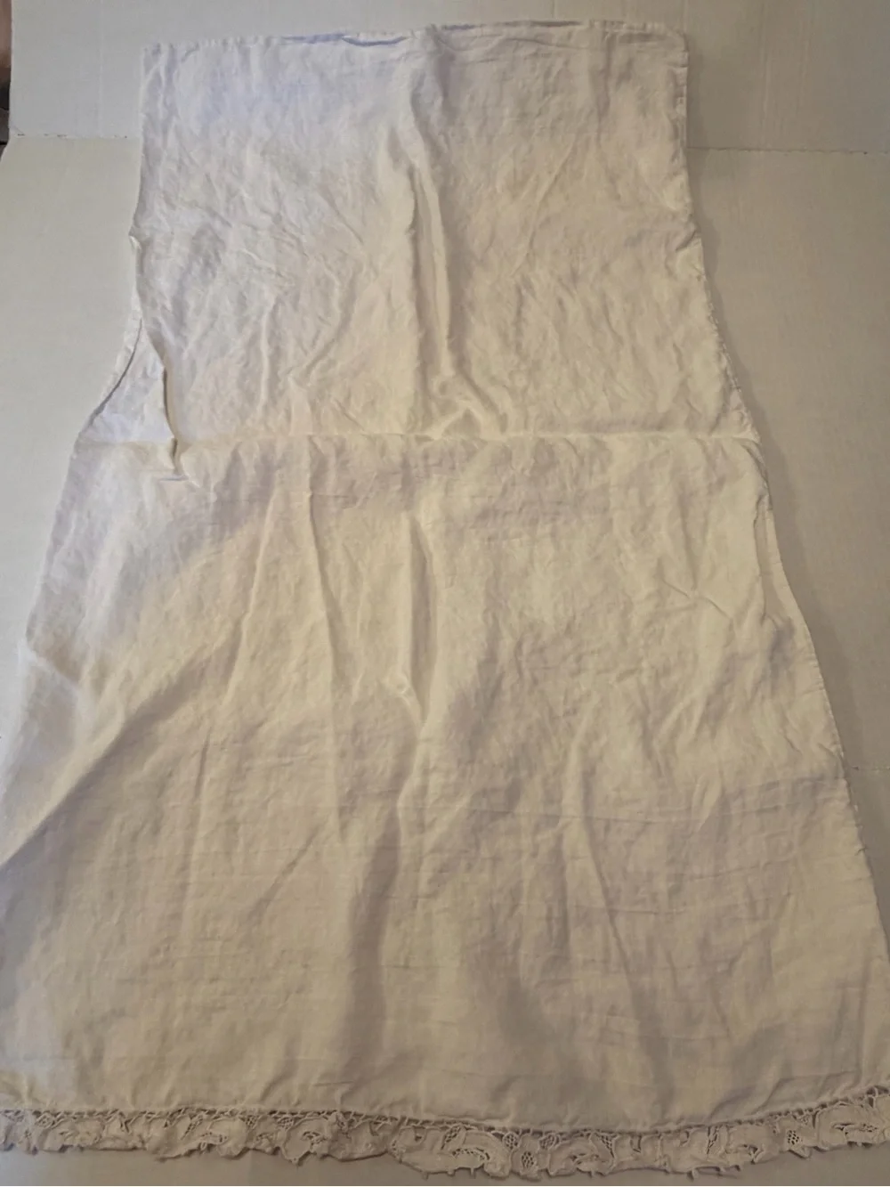 Vintage Linen Cream Embroidered Pillow Cases Set of Two